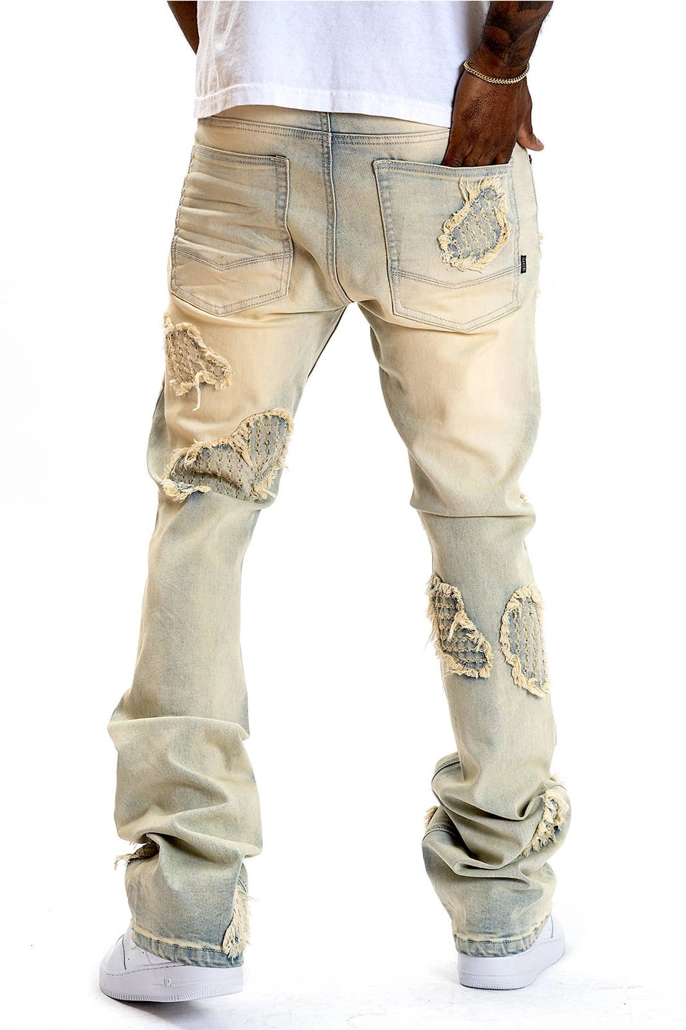 Stacked Fit Distressed Pants