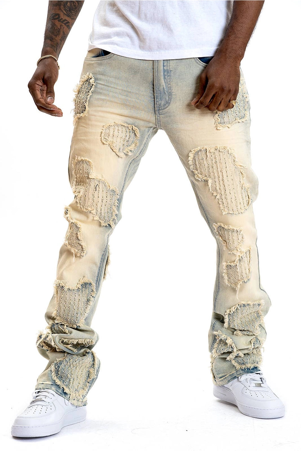 Stacked Fit Distressed Pants