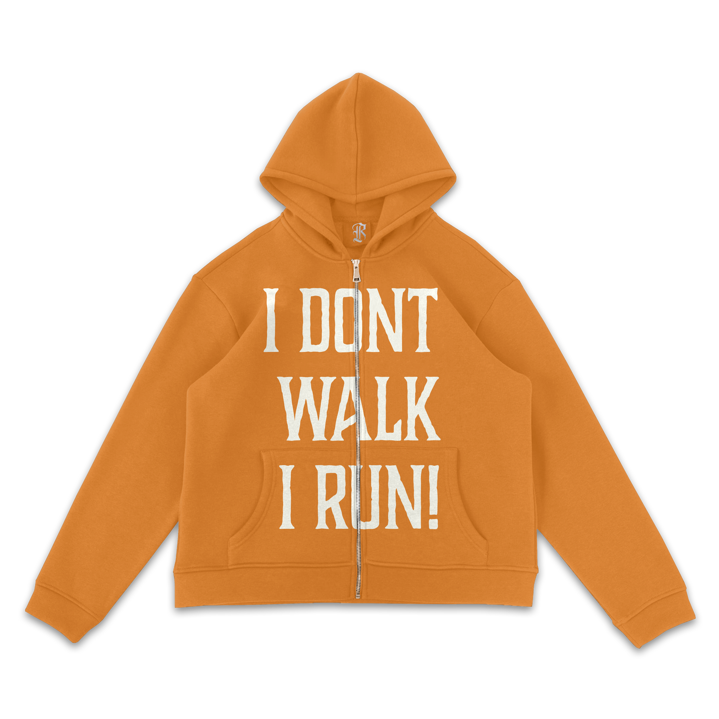 Run Dont Walk Orange Zip Up Hooded Sweatshirt ( Pre Order )